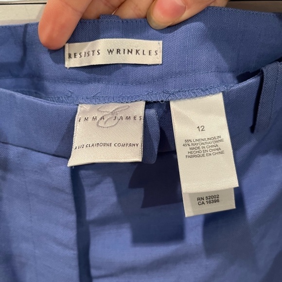 VINTAGE LIZ CLAIBORNE Linen Blend Wide Straight Leg Trousers - Picture 5 of 5